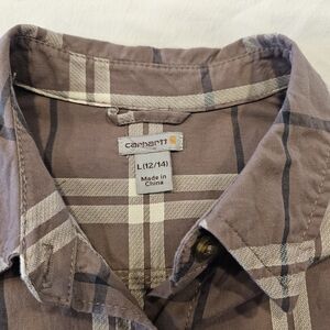 Carhartt Women's Large Mauve Fairview Plaid Button Down Shirt